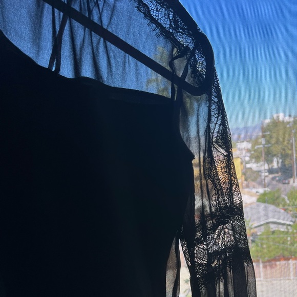 WHBM Black Sheer Lace Top - S - Picture 10 of 10